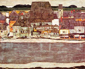 Häuser am Fluss II von Egon Schiele