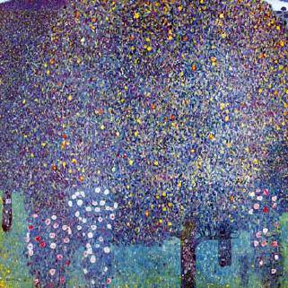 Rosensträucher unter Bäumen von Gustav Klimt