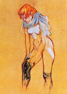 Femme, qui tire son bas von Henri De Toulouse-Laut