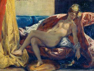 Nackte Frau einen Papagei... von Eugene Delacroix