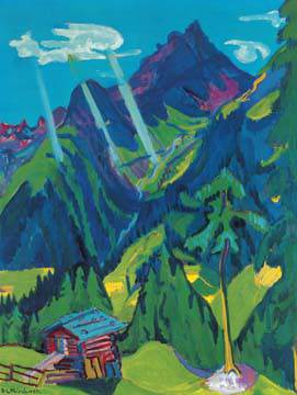 Bündner Landschaft mit Sonnenstr von Ernst Ludwig Kirchner