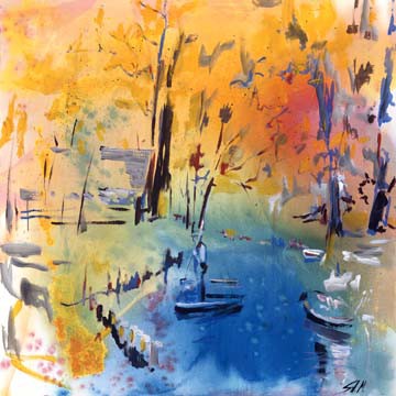 Landschaft mit Boot von Stefan Miteff