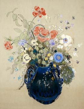 Blumenstrauß in blauem Krug von Odilon Redon