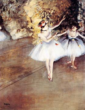 Zwei Tänzerinnen auf der Bühne von Edgar Degas