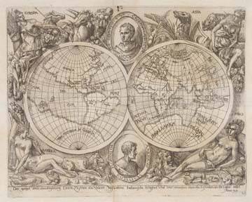 Karte der Erdhemisphären von Adam Elsheimer