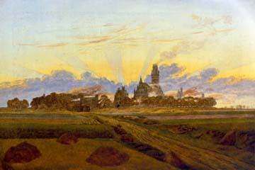 Das brennende Neubrandenburg von Caspar David Friedrich