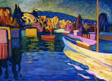 Herbstlandschaft mit Booten von Wassily Kandinsky
