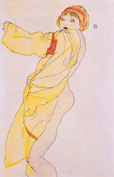 Frau mit Kleid von Egon Schiele