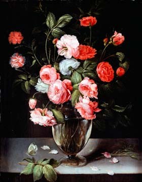 Rosen und Nelken in einer Vase von Ambrosius Brueghel