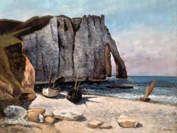 Falaise und Etretat und Boote von Gustave Courbet