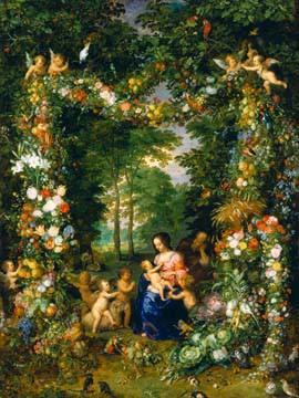 Hl. Familie in einem Blumenkranz von Jan d.Ä. Brueghel