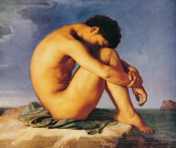 Jeune homme du assis von Hippolyte Flandrin