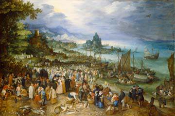 Seehafen mit Predigt Christi von Jan d.Ä. Brueghel