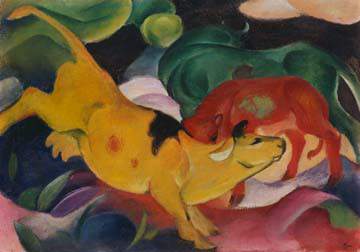 Kühe, rot, grün, gelb von Franz Marc