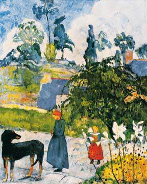 Bretonische Landschaft von Paul Gauguin