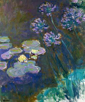 Gelbe Seerosen und Agapanthes von Claude Monet