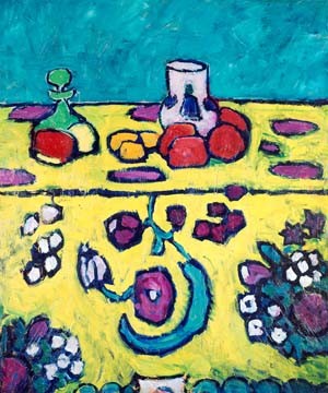 Stilleben mit bunter Decke von Alexej Jawlensky