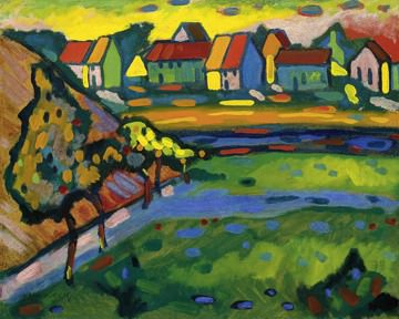 Bayrisches Dorf mit Feld von Wassily Kandinsky