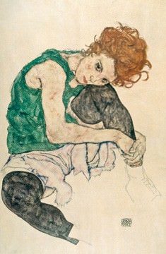 Sitzende Frau mit hochgezogenen von Egon Schiele
