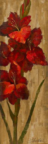 Vivid Red Gladiola on Gold von Silvia Vassileva