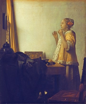 Junge Dame mit Perlenhalsband von Johannes Vermeer