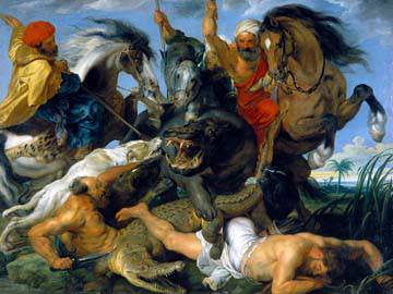 Jagd auf Nilpferd und Krokodil von Peter Paul Rubens
