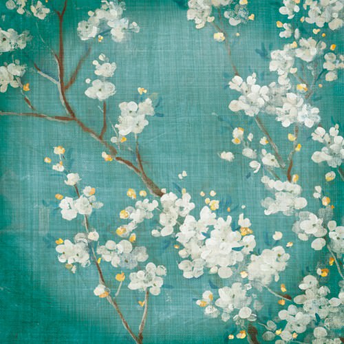 White Cherry Blossoms II on Blue Aged No von Danhui Nai