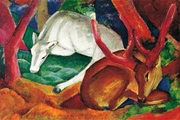 Hirsche im Wald von Franz Marc