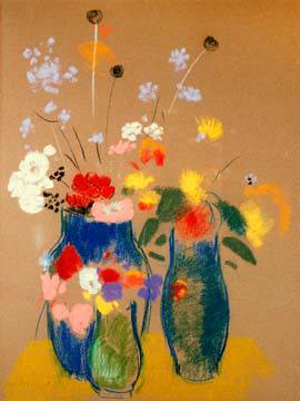 Drei Vasen mit Blumen von Odilon Redon